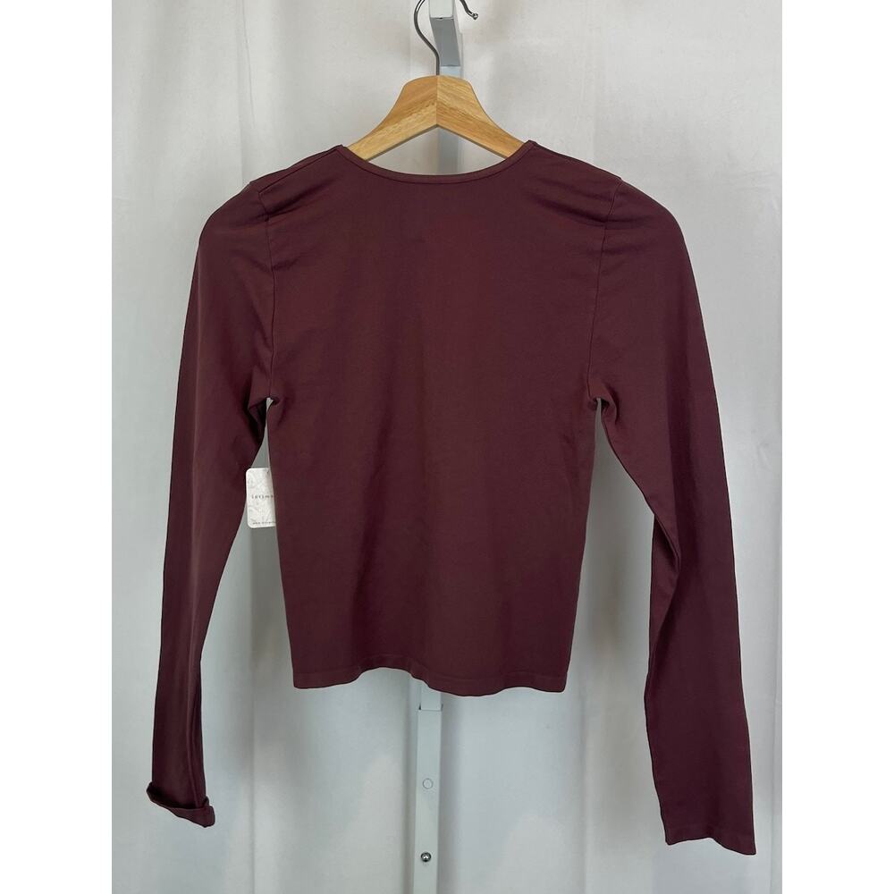 NWT FREE PEOPLE Intimately Makes Sense Top Keyhole Long Sleeve Purple Size M L - Picture 2 of 9